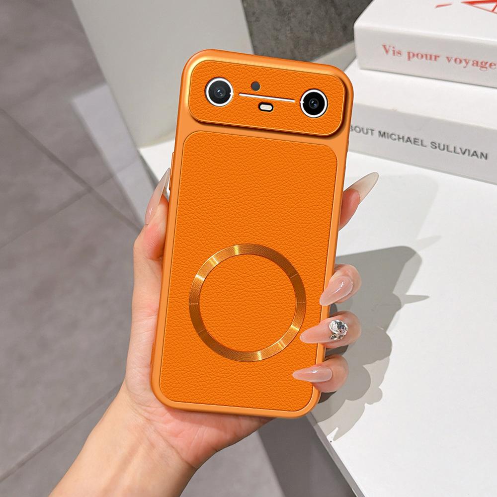 For Tecno Spark Slim Lambskin Series Magnetic Skin Feel Phone Case(Orange)