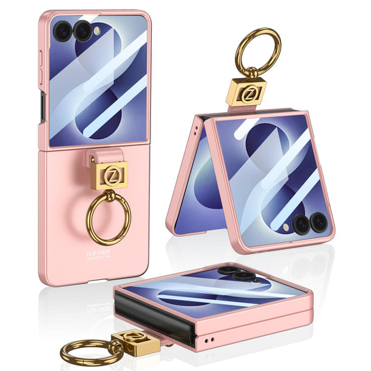 For Galaxy Z Flip8 5G GKK Ultra-thin Z Ring Holder PC Phone Case(Pink)