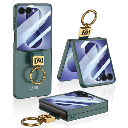 For Galaxy Z Flip8 5G GKK Ultra-thin Z Ring Holder PC Phone Case(Green)