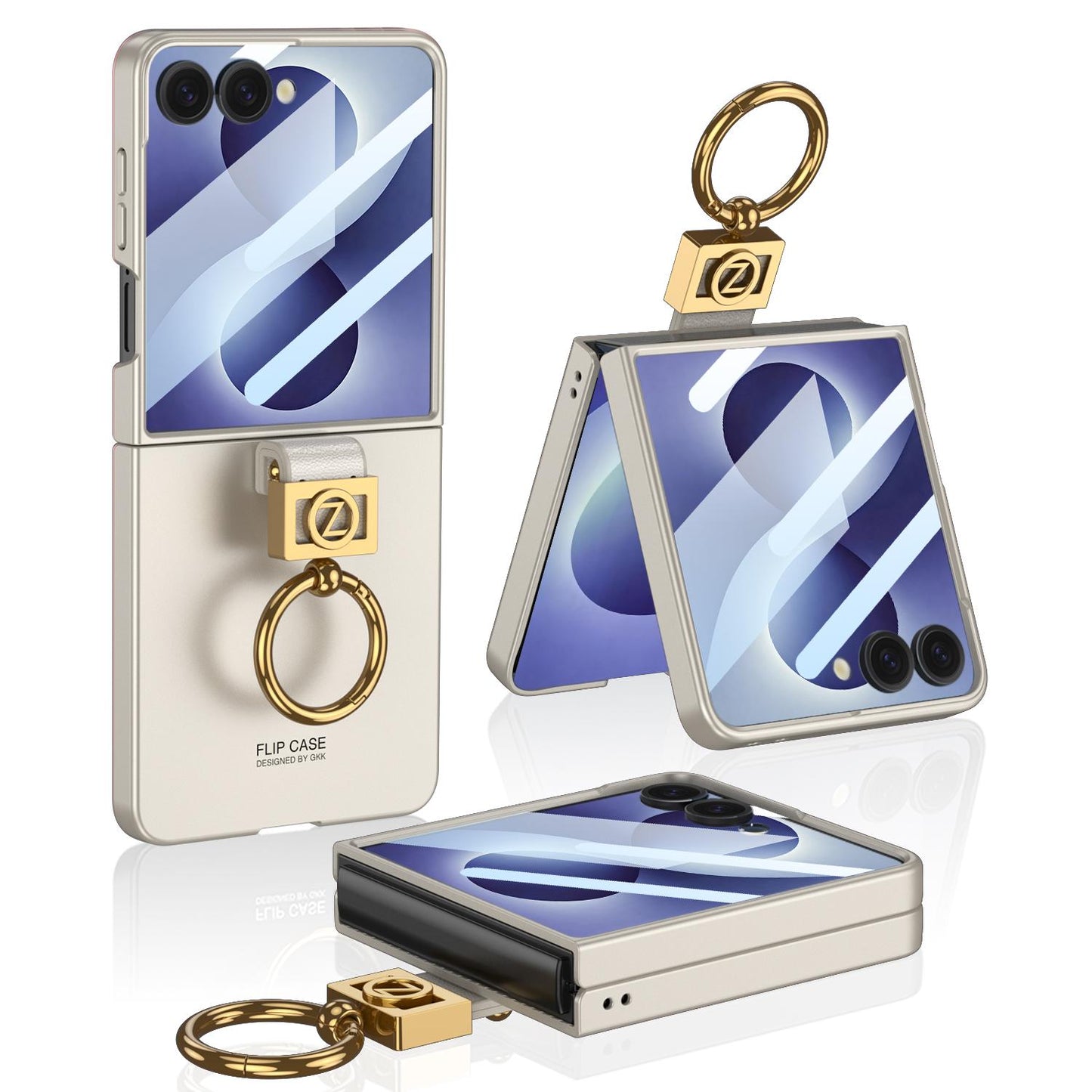For Galaxy Z Flip8 5G GKK Ultra-thin Z Ring Holder PC Phone Case(Titanium Gray)