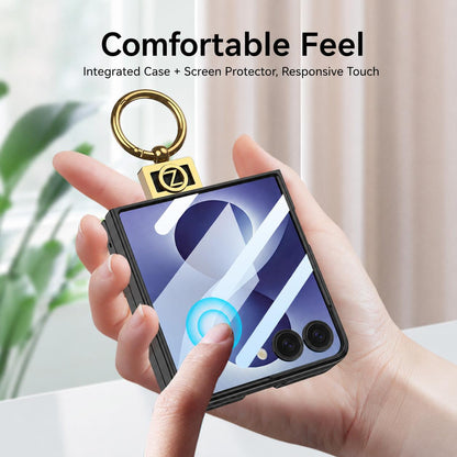 For Galaxy Z Flip8 5G GKK Ultra-thin Z Ring Holder PC Phone Case(Titanium Gray)