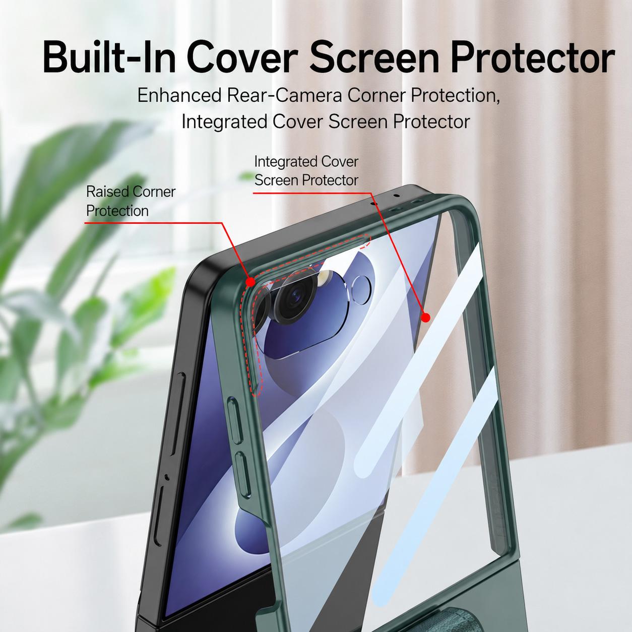 For Galaxy Z Flip8 5G GKK Ultra-thin Z Ring Holder PC Phone Case(Titanium Gray)