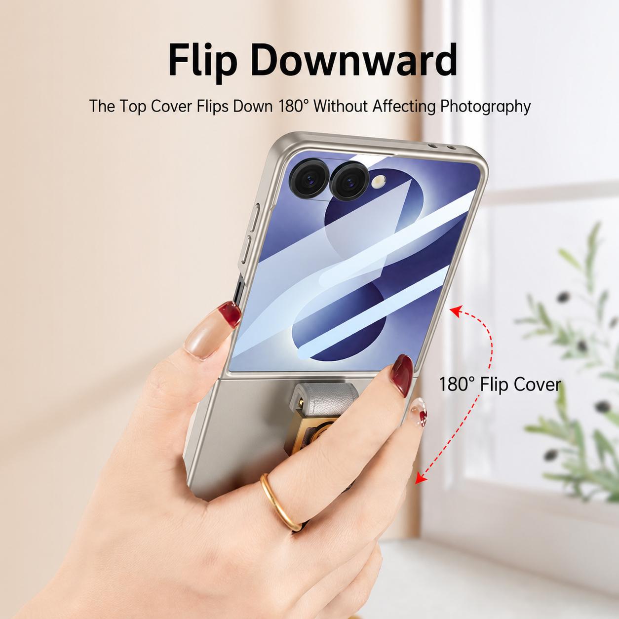 For Galaxy Z Flip8 5G GKK Ultra-thin Z Ring Holder PC Phone Case(Titanium Gray)