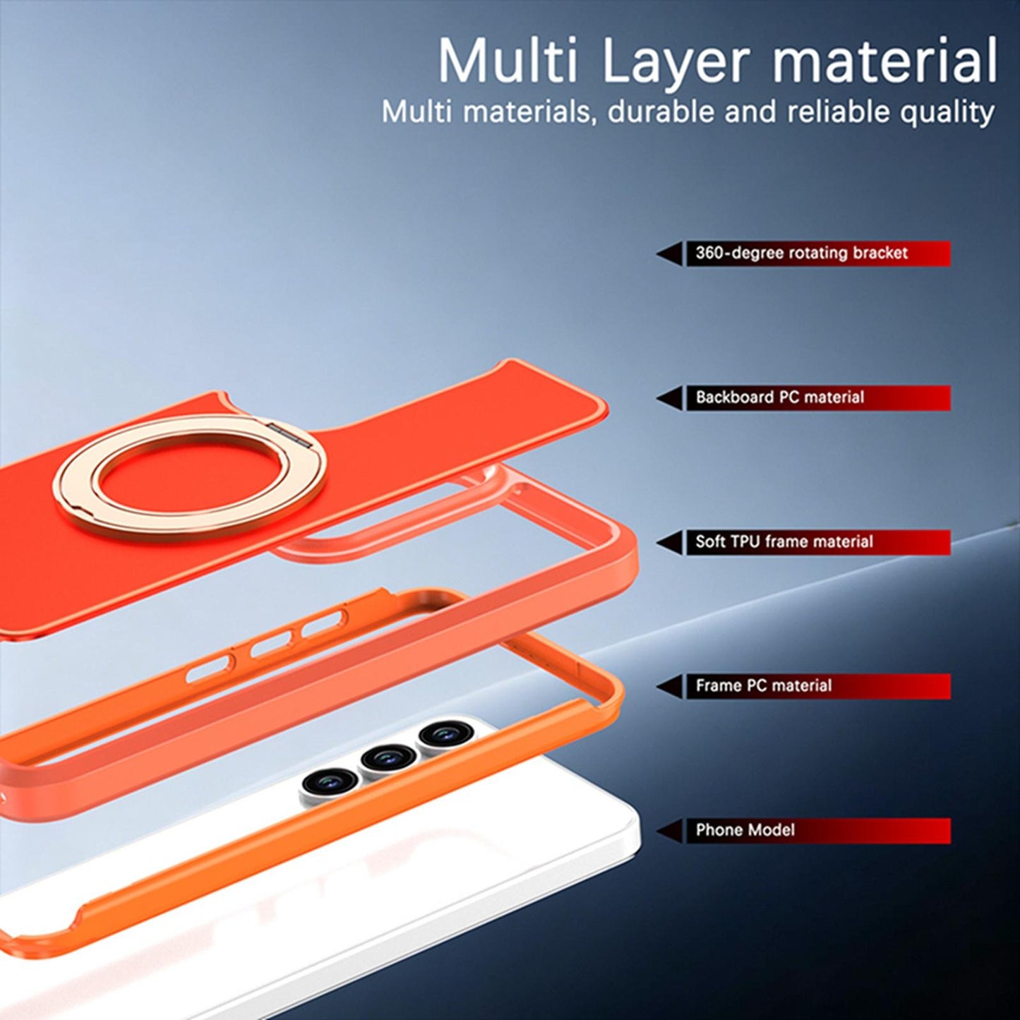 For Galaxy S26 / S25 FE 5G Silicone Magnetic Anti-drop Protective Phone Case with 360 Rotating Holder(Orange)
