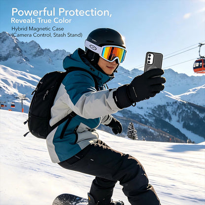 For Galaxy S26 / S25 FE 5G Silicone Magnetic Anti-drop Protective Phone Case with 360 Rotating Holder(Black)