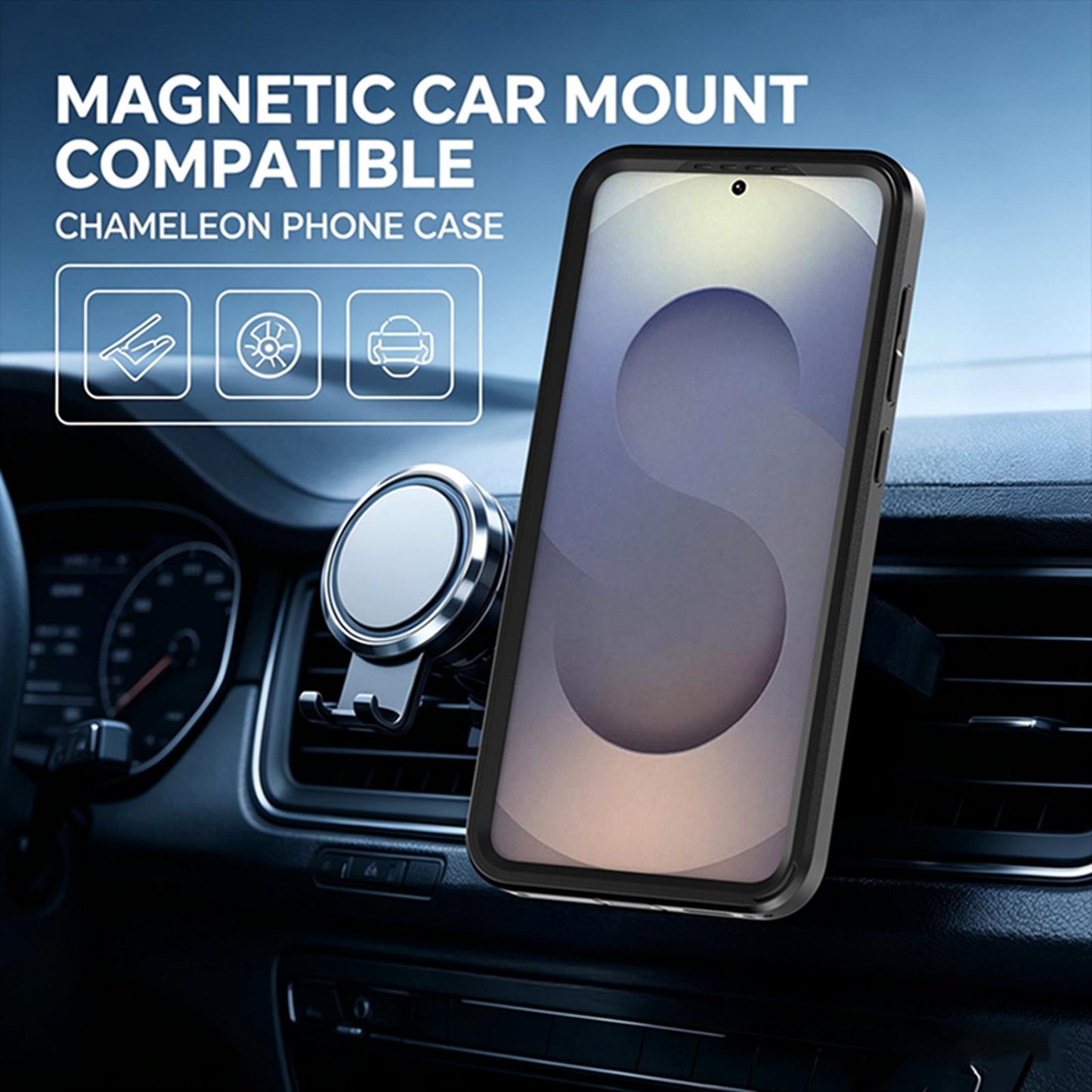 For Galaxy S26 / S25 FE 5G Silicone Magnetic Anti-drop Protective Phone Case with 360 Rotating Holder(Black)