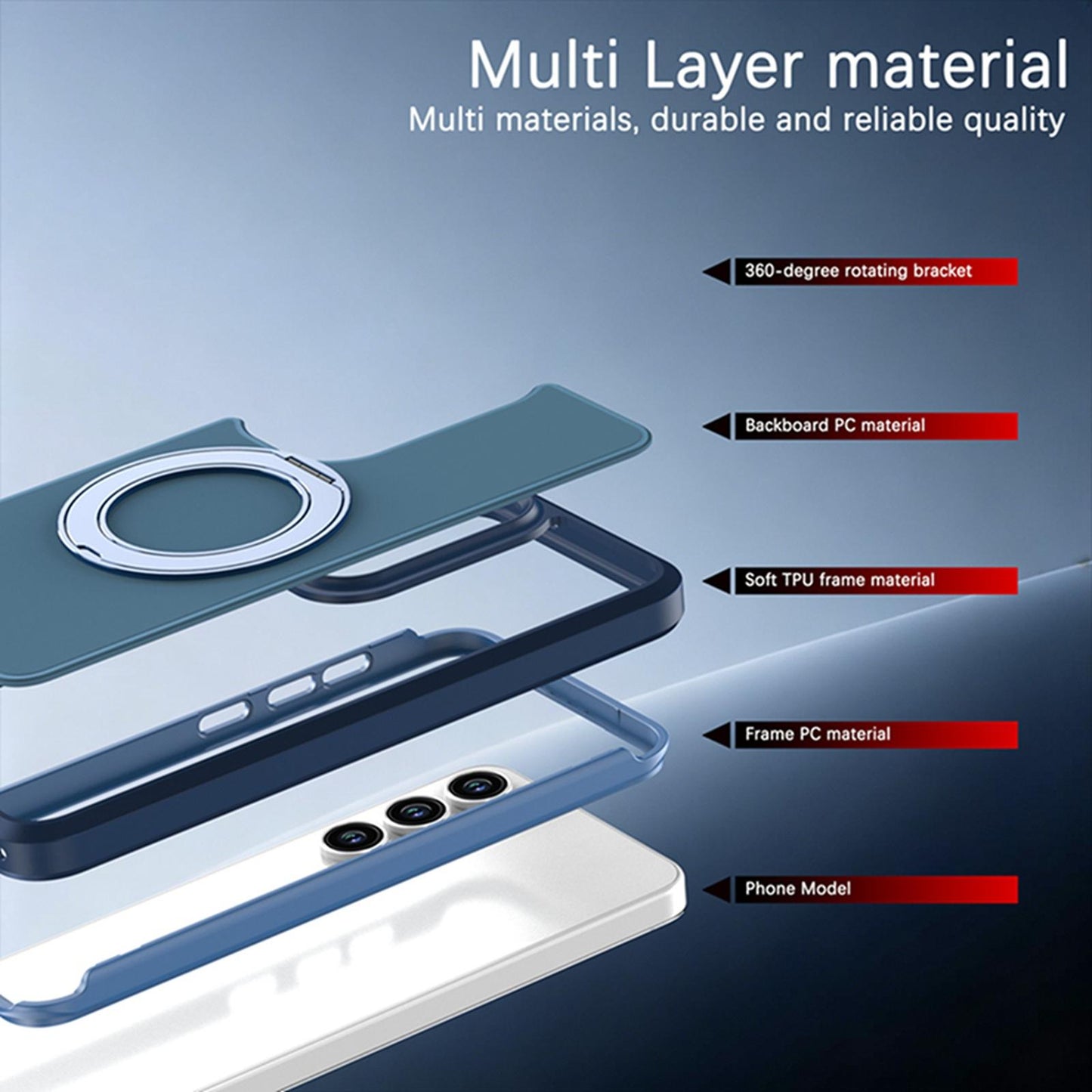 For Galaxy S26 / S25 FE 5G Silicone Magnetic Anti-drop Protective Phone Case with 360 Rotating Holder(Blue)