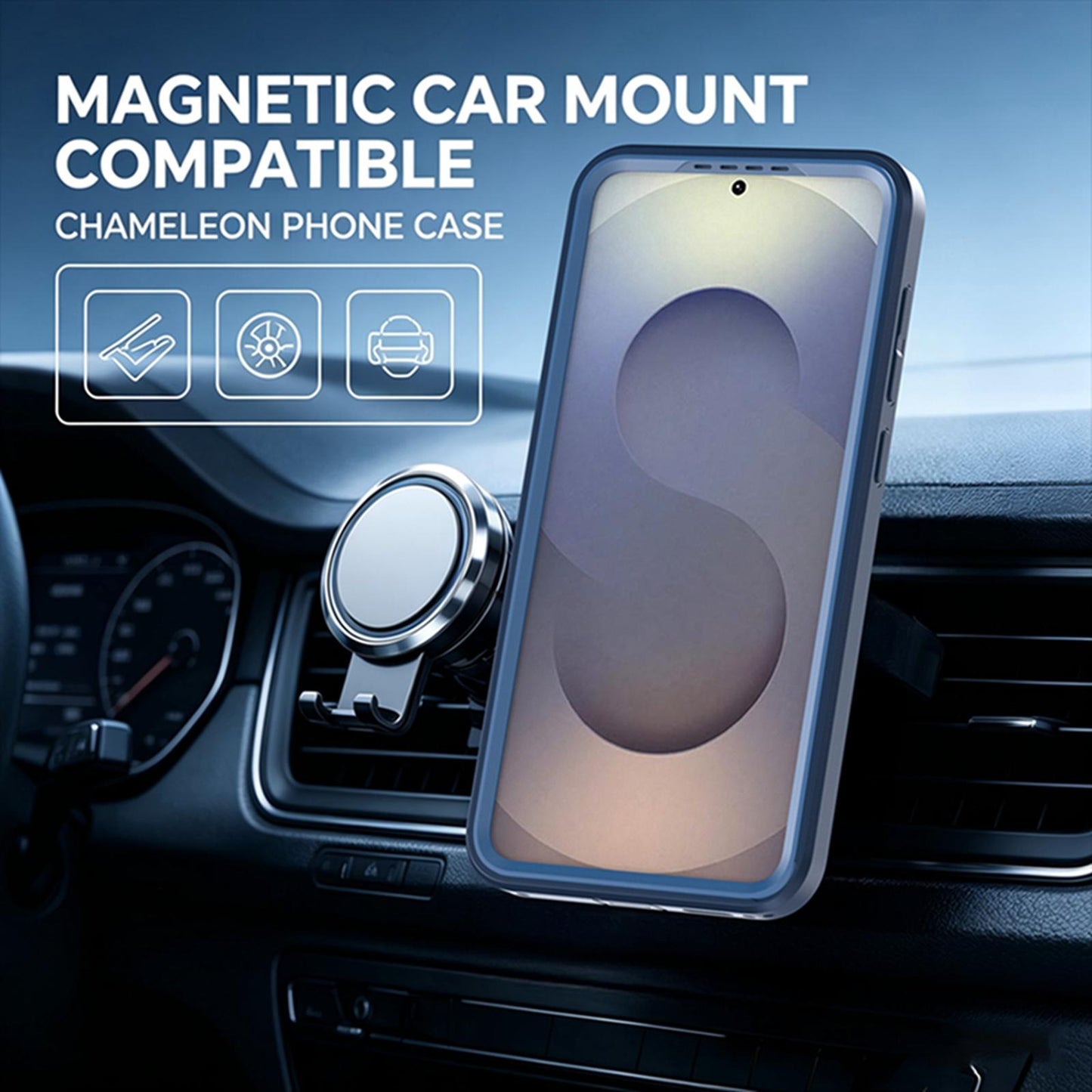 For Galaxy S26 / S25 FE 5G Silicone Magnetic Anti-drop Protective Phone Case with 360 Rotating Holder(Blue)