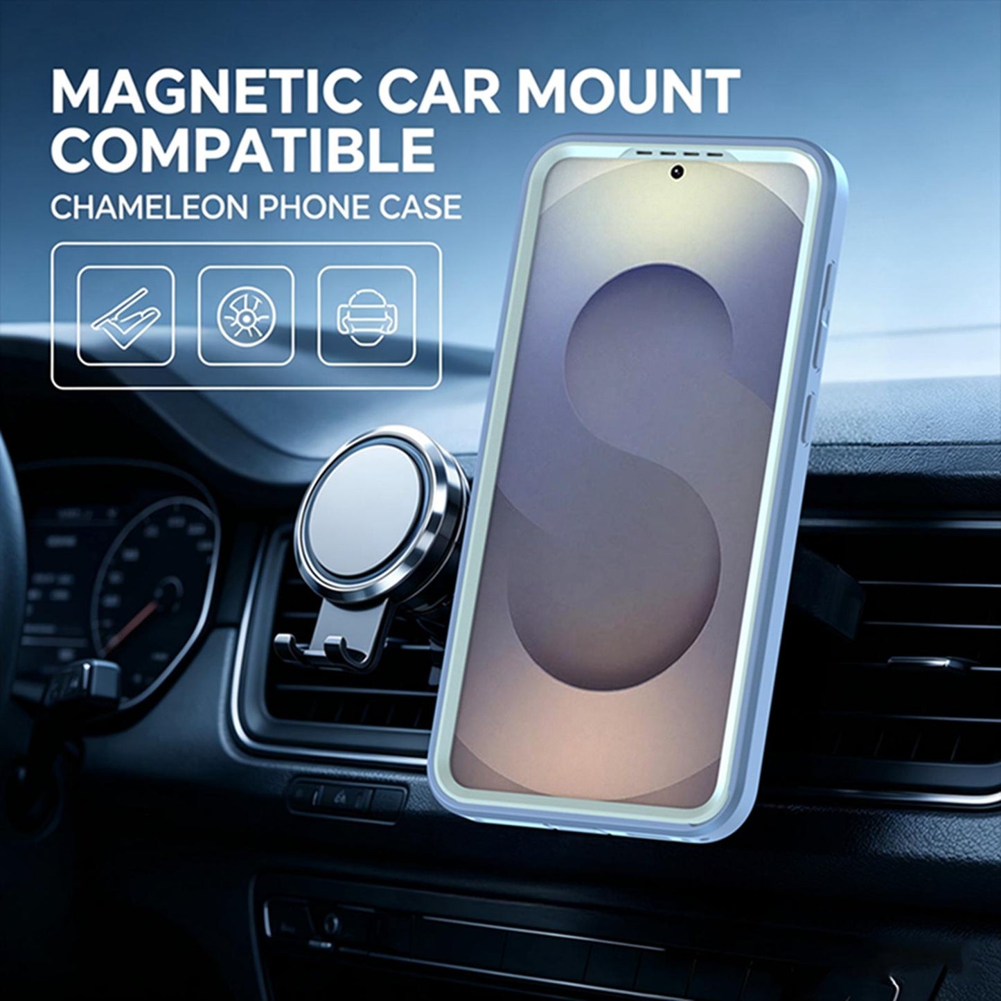 For Galaxy S26 / S25 FE 5G Silicone Magnetic Anti-drop Protective Phone Case with 360 Rotating Holder(Light Blue)