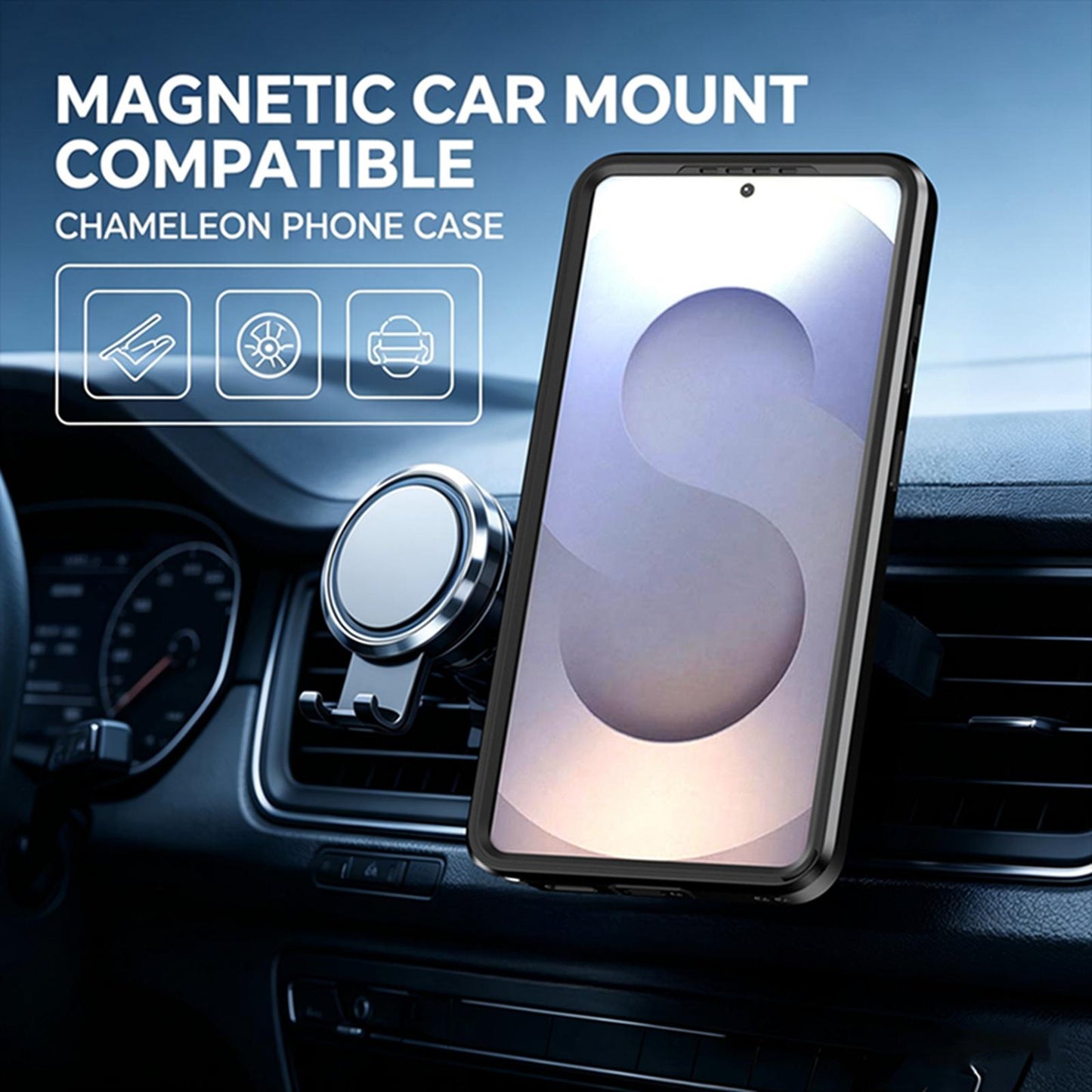For Galaxy S26 Ultra 5G Silicone Magnetic Anti-drop Protective Phone Case with 360 Rotating Holder(Black)