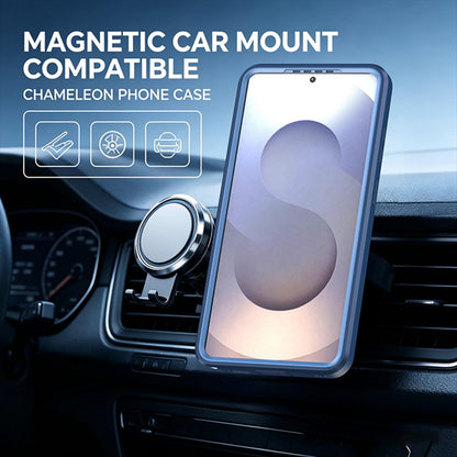 For Galaxy S26 Ultra 5G Silicone Magnetic Anti-drop Protective Phone Case with 360 Rotating Holder(Blue)