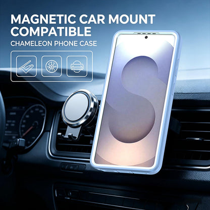 For Galaxy S26 Ultra 5G Silicone Magnetic Anti-drop Protective Phone Case with 360 Rotating Holder(Light Blue)