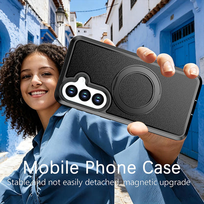 For Galaxy S26 5G Silicone Magnetic Anti-drop Protective Phone Case with 360 Rotating Holder(Black)