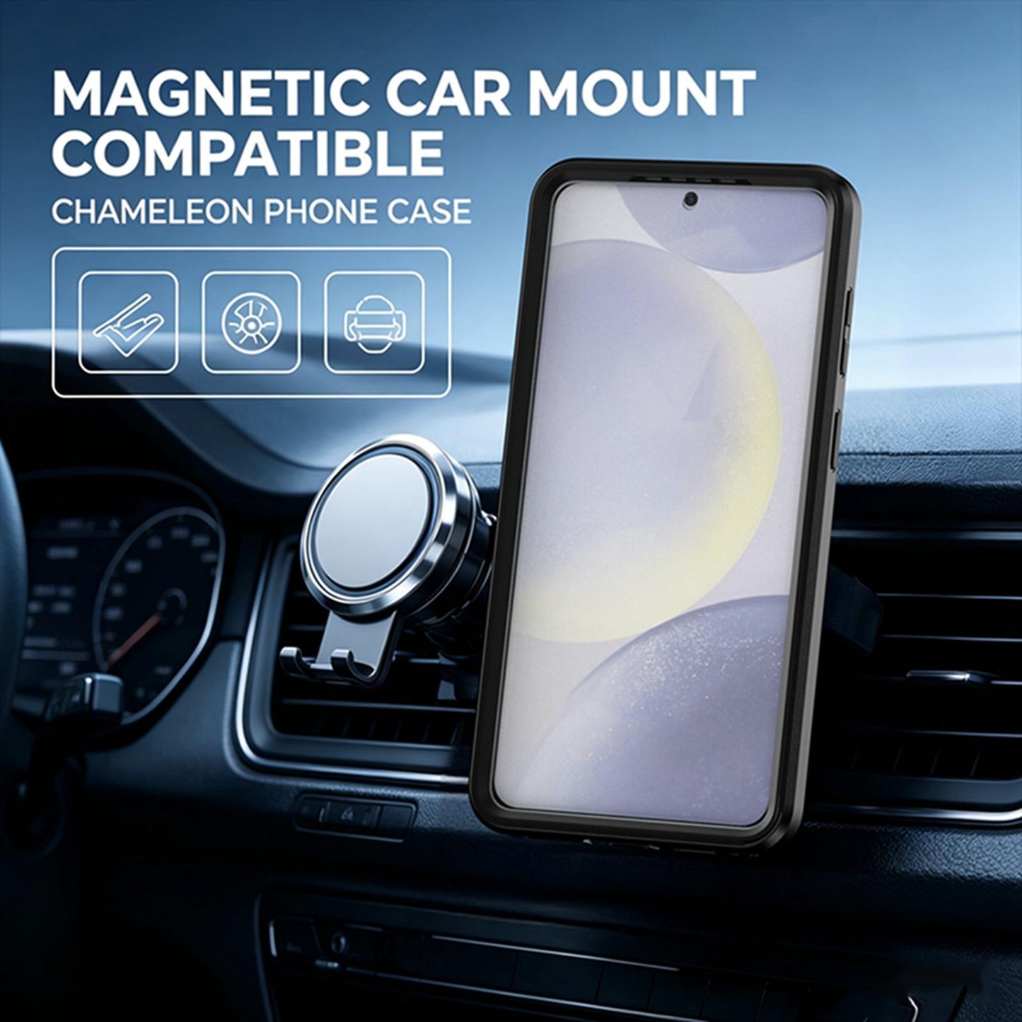 For Galaxy S26 5G Silicone Magnetic Anti-drop Protective Phone Case with 360 Rotating Holder(Black)
