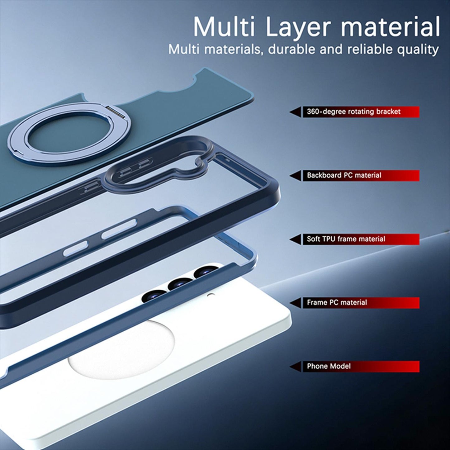 For Galaxy S26 5G Silicone Magnetic Anti-drop Protective Phone Case with 360 Rotating Holder(Blue)