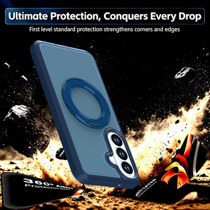 For Galaxy S26 5G Silicone Magnetic Anti-drop Protective Phone Case with 360 Rotating Holder(Blue)