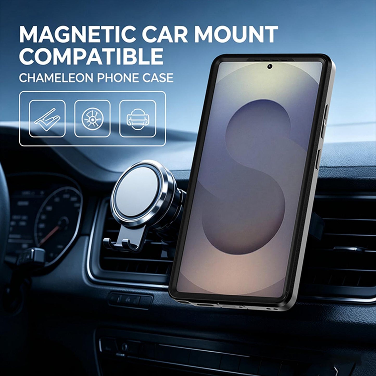 For Galaxy S25 Ultra 5G Silicone Magnetic Anti-drop Protective Phone Case with 360 Rotating Holder(Black)