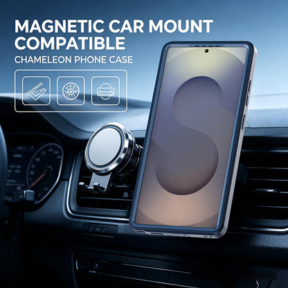 For Galaxy S25 Ultra 5G Silicone Magnetic Anti-drop Protective Phone Case with 360 Rotating Holder(Blue)
