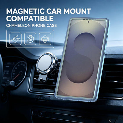 For Galaxy S25 Ultra 5G Silicone Magnetic Anti-drop Protective Phone Case with 360 Rotating Holder(Light Blue)