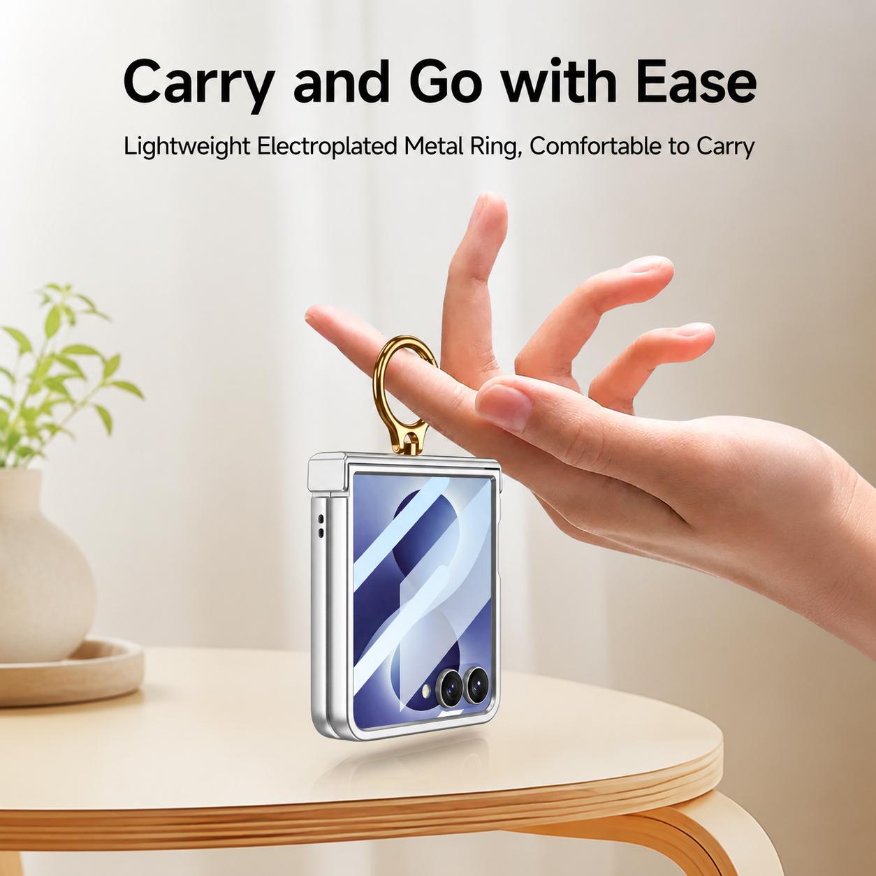 For Galaxy Z Flip8 5G GKK Integrated Ultra-thin Hinge Full Coverage Magnetic Phone Case with Ring(Silver)