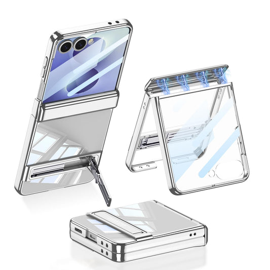 For Galaxy Z Flip8 5G GKK Integrated Triumph Phantom Magnetic Phone Case with Holder(Silver)