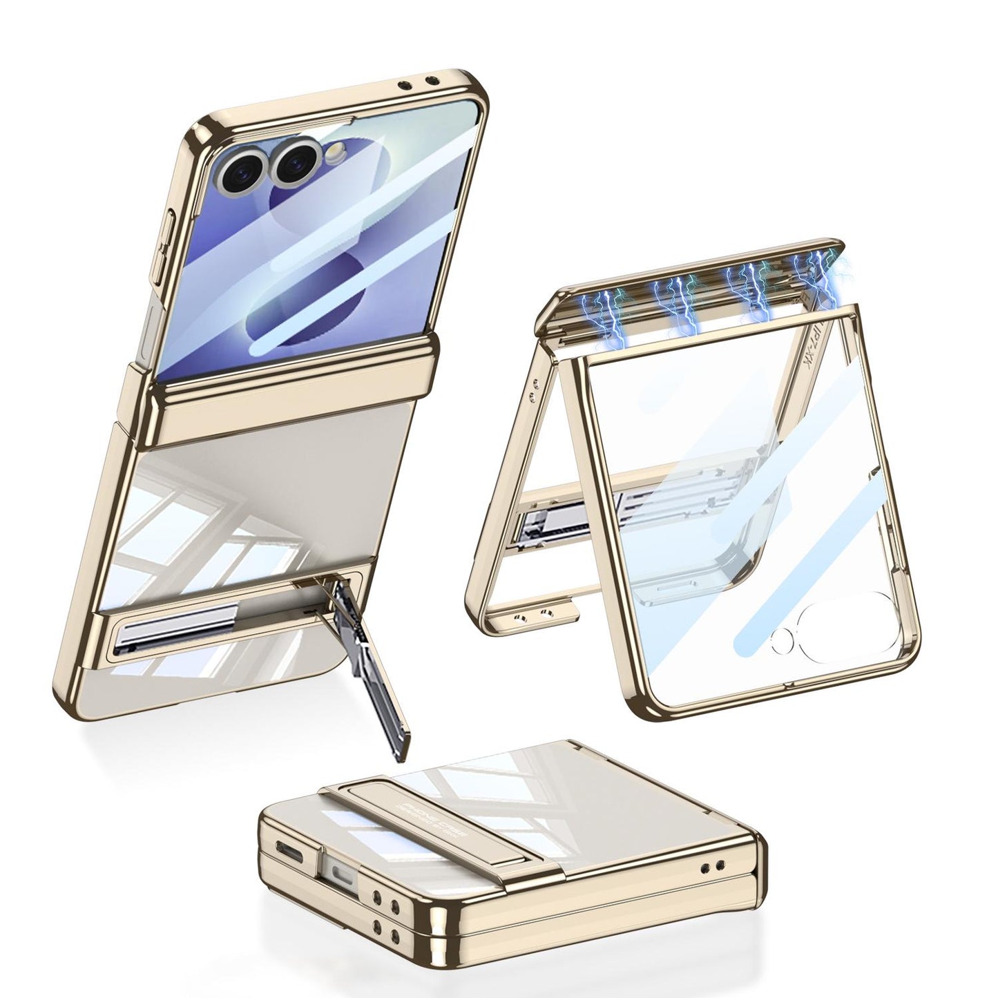 For Galaxy Z Flip8 5G GKK Integrated Triumph Phantom Magnetic Phone Case with Holder(Champagne Gold)