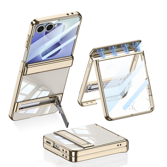 For Galaxy Z Flip8 5G GKK Integrated Triumph Phantom Magnetic Phone Case with Holder(Champagne Gold)