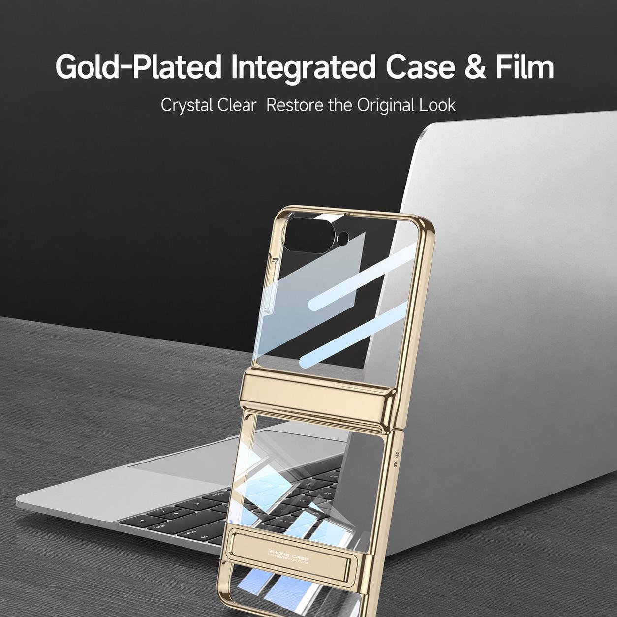 For Galaxy Z Flip8 5G GKK Integrated Triumph Phantom Magnetic Phone Case with Holder(Champagne Gold)