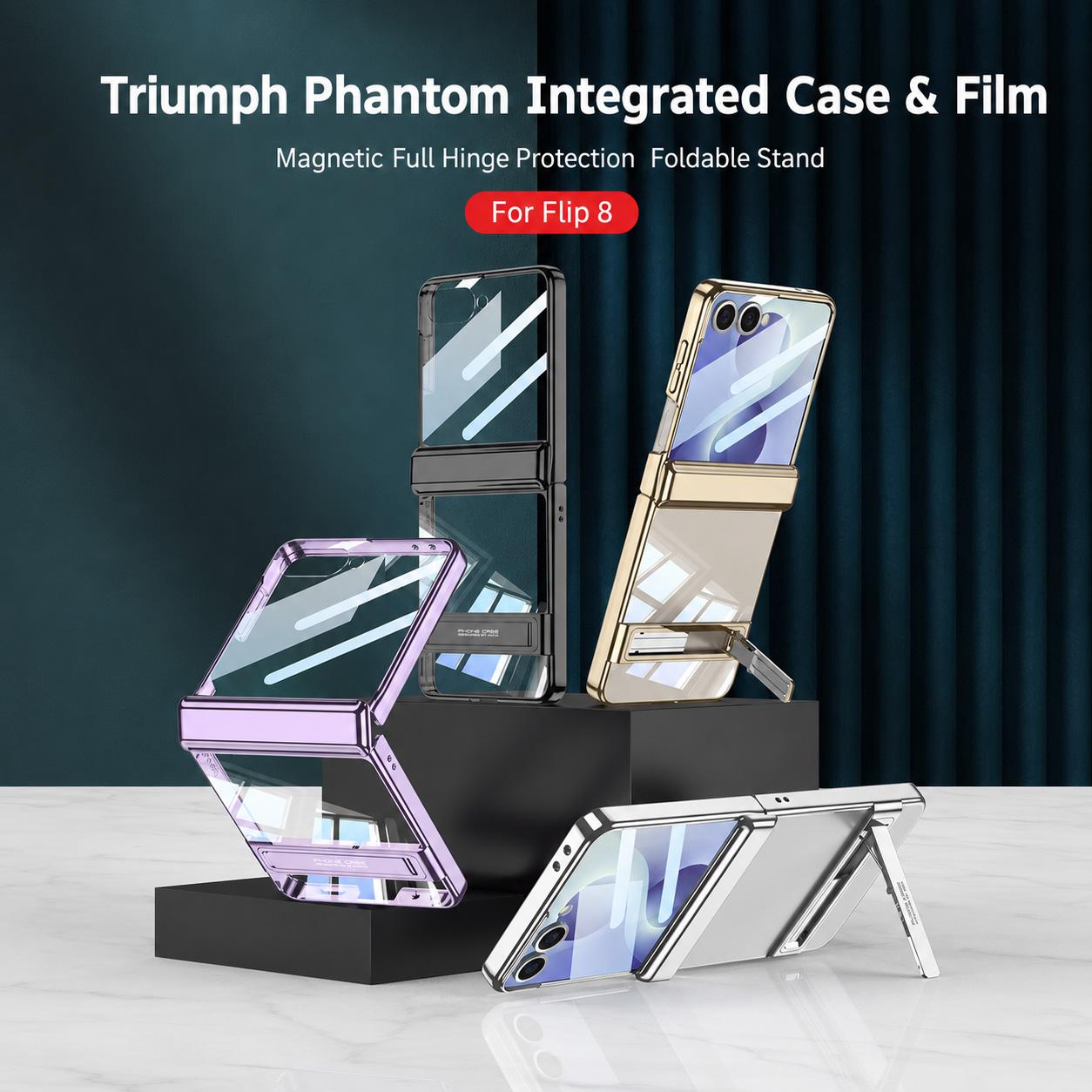 For Galaxy Z Flip8 5G GKK Integrated Triumph Phantom Magnetic Phone Case with Holder(Purple)