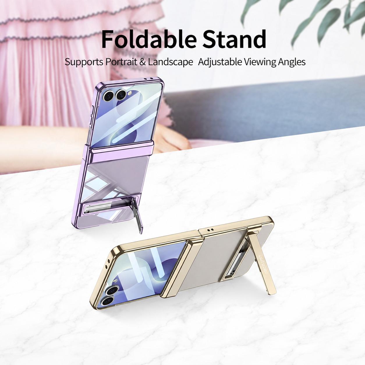 For Galaxy Z Flip8 5G GKK Integrated Triumph Phantom Magnetic Phone Case with Holder(Purple)
