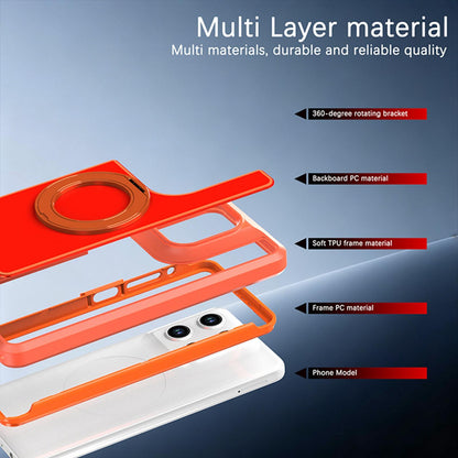For Motorola Moto G Stylus 5G 2026 Silicone Magnetic Anti-drop Protective Phone Case with 360 Rotating Holder(Orange)
