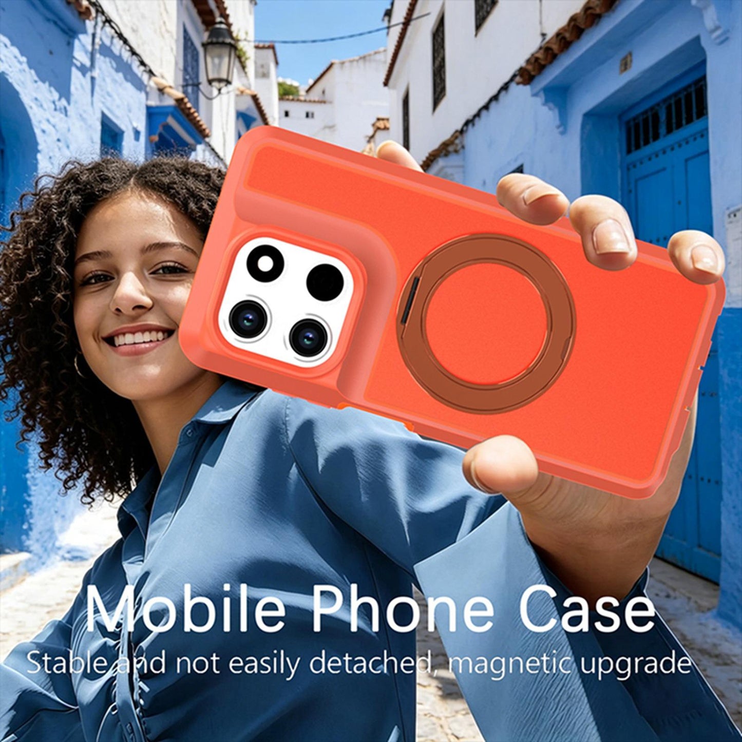For Motorola Moto G Stylus 5G 2026 Silicone Magnetic Anti-drop Protective Phone Case with 360 Rotating Holder(Orange)