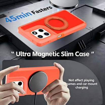 For Motorola Moto G Stylus 5G 2026 Silicone Magnetic Anti-drop Protective Phone Case with 360 Rotating Holder(Orange)