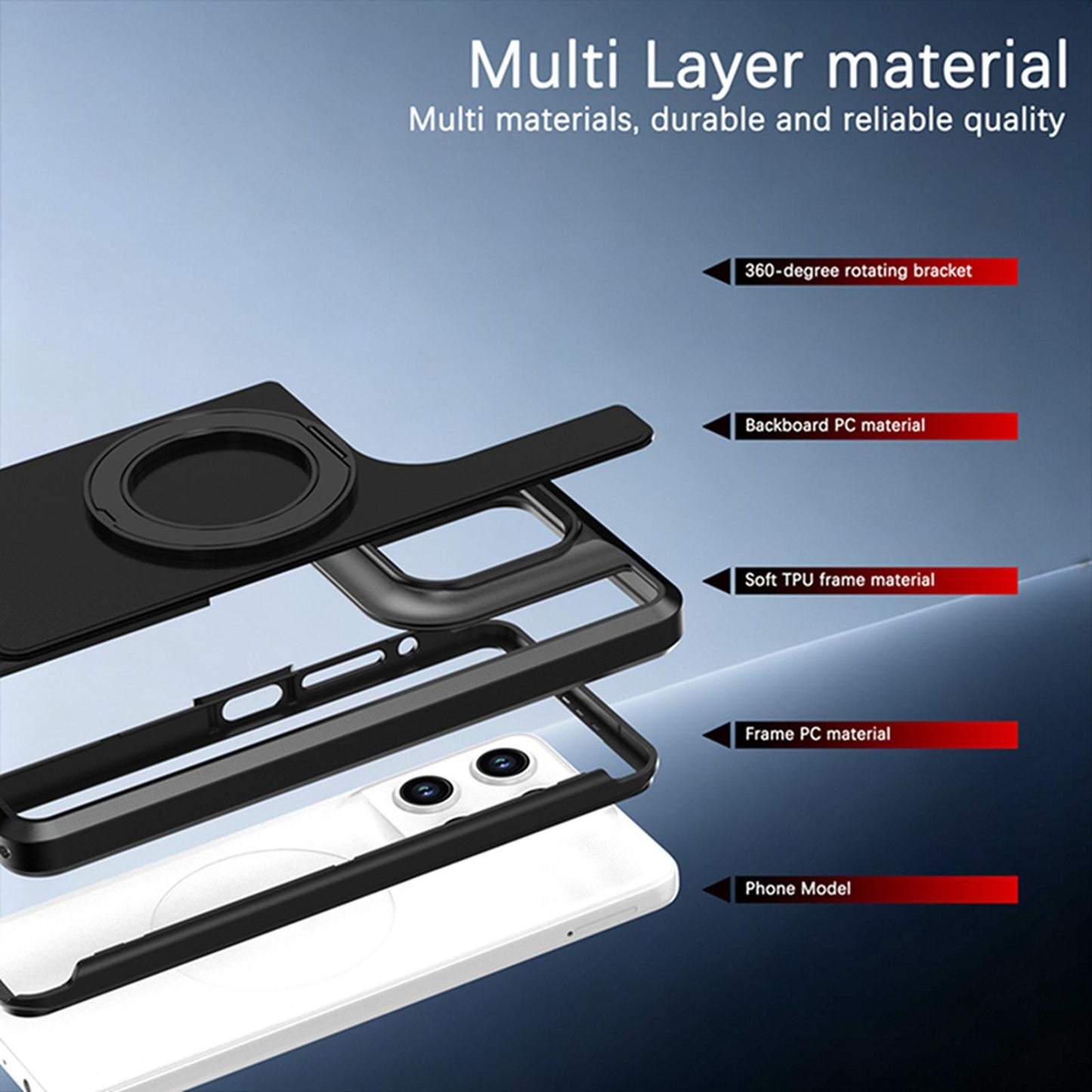 For Motorola Moto G Stylus 5G 2026 Silicone Magnetic Anti-drop Protective Phone Case with 360 Rotating Holder(Black)