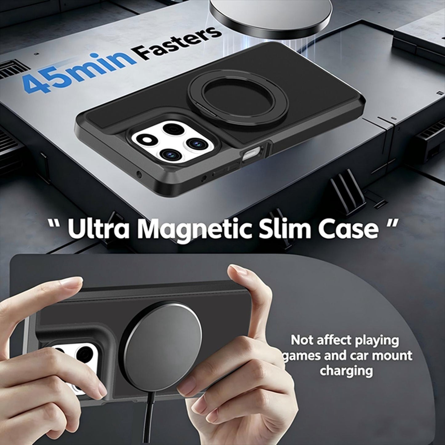 For Motorola Moto G Stylus 5G 2026 Silicone Magnetic Anti-drop Protective Phone Case with 360 Rotating Holder(Black)