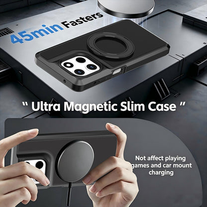 For Motorola Moto G Stylus 5G 2026 Silicone Magnetic Anti-drop Protective Phone Case with 360 Rotating Holder(Black)