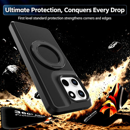 For Motorola Moto G Stylus 5G 2026 Silicone Magnetic Anti-drop Protective Phone Case with 360 Rotating Holder(Black)