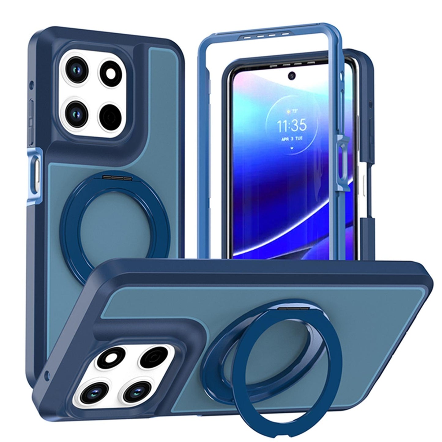 For Motorola Moto G Stylus 5G 2026 Silicone Magnetic Anti-drop Protective Phone Case with 360 Rotating Holder(Blue)