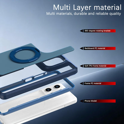 For Motorola Moto G Stylus 5G 2026 Silicone Magnetic Anti-drop Protective Phone Case with 360 Rotating Holder(Blue)