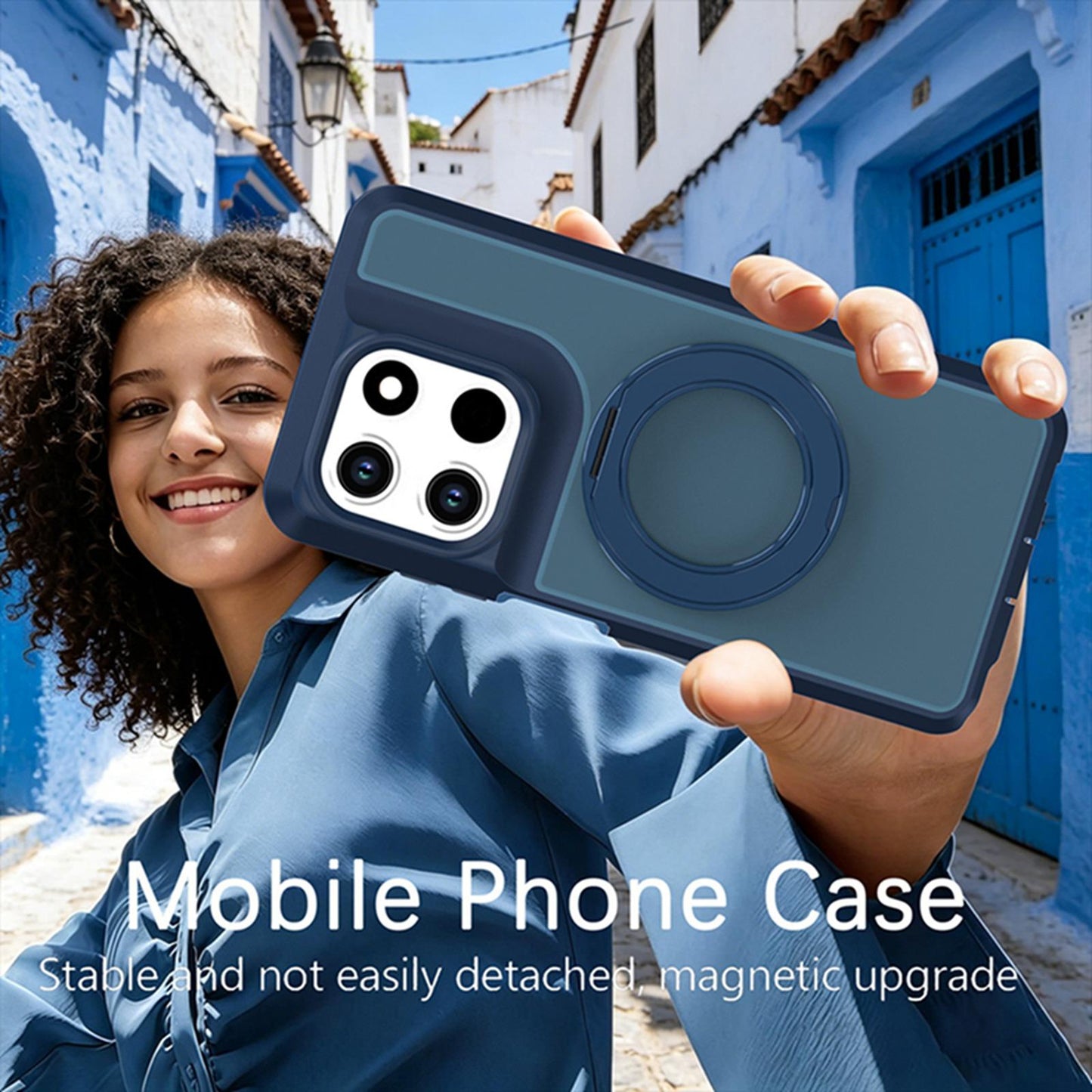 For Motorola Moto G Stylus 5G 2026 Silicone Magnetic Anti-drop Protective Phone Case with 360 Rotating Holder(Blue)