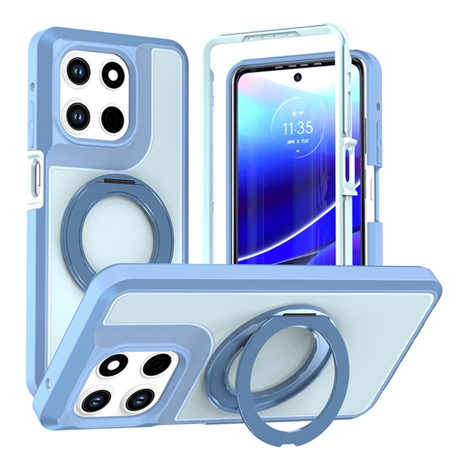 For Motorola Moto G Stylus 5G 2026 Silicone Magnetic Anti-drop Protective Phone Case with 360 Rotating Holder(Light Blue)