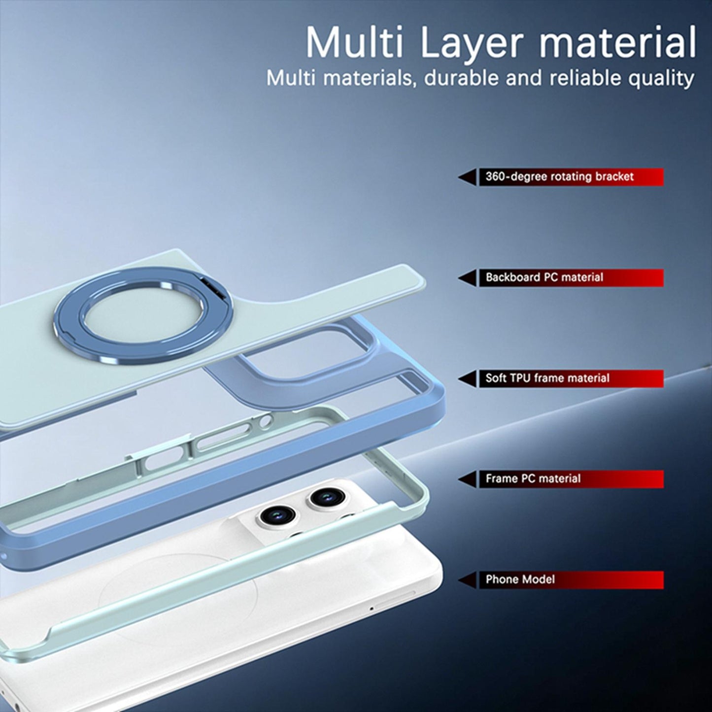 For Motorola Moto G Stylus 5G 2026 Silicone Magnetic Anti-drop Protective Phone Case with 360 Rotating Holder(Light Blue)