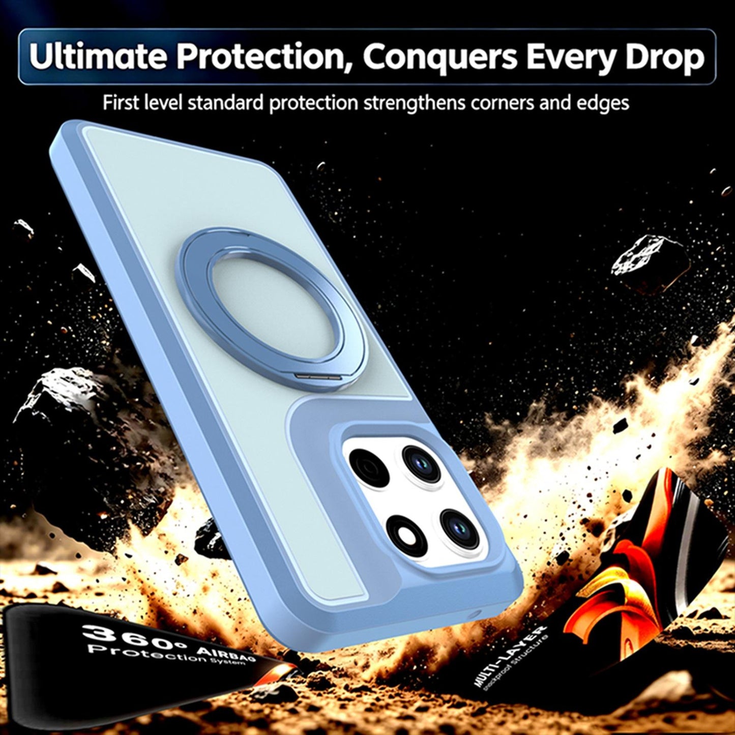 For Motorola Moto G Stylus 5G 2026 Silicone Magnetic Anti-drop Protective Phone Case with 360 Rotating Holder(Light Blue)