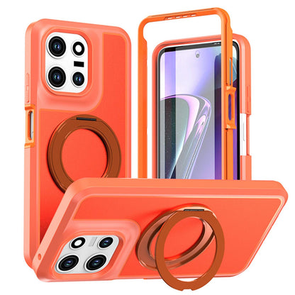For Motorola Moto G 5G 2026 / 2025 Silicone Magnetic Anti-drop Protective Phone Case with 360 Rotating Holder(Orange)