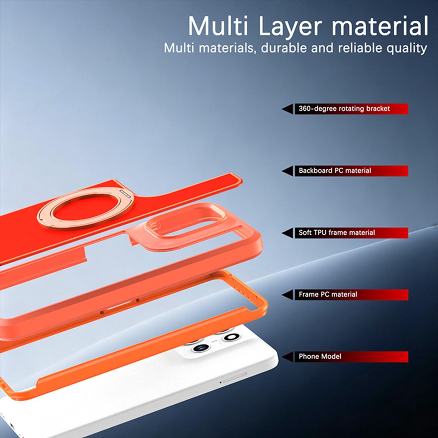 For Motorola Moto G 5G 2026 / 2025 Silicone Magnetic Anti-drop Protective Phone Case with 360 Rotating Holder(Orange)