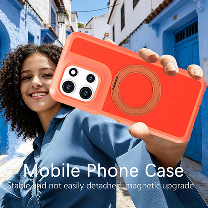 For Motorola Moto G 5G 2026 / 2025 Silicone Magnetic Anti-drop Protective Phone Case with 360 Rotating Holder(Orange)