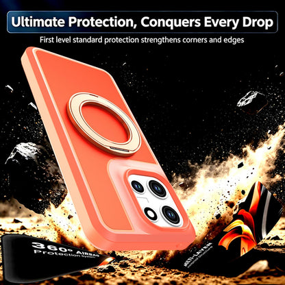 For Motorola Moto G 5G 2026 / 2025 Silicone Magnetic Anti-drop Protective Phone Case with 360 Rotating Holder(Orange)