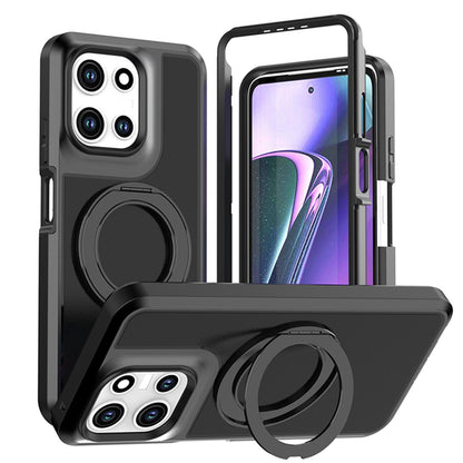 For Motorola Moto G 5G 2026 / 2025 Silicone Magnetic Anti-drop Protective Phone Case with 360 Rotating Holder(Black)