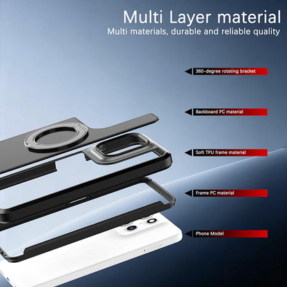 For Motorola Moto G 5G 2026 / 2025 Silicone Magnetic Anti-drop Protective Phone Case with 360 Rotating Holder(Black)