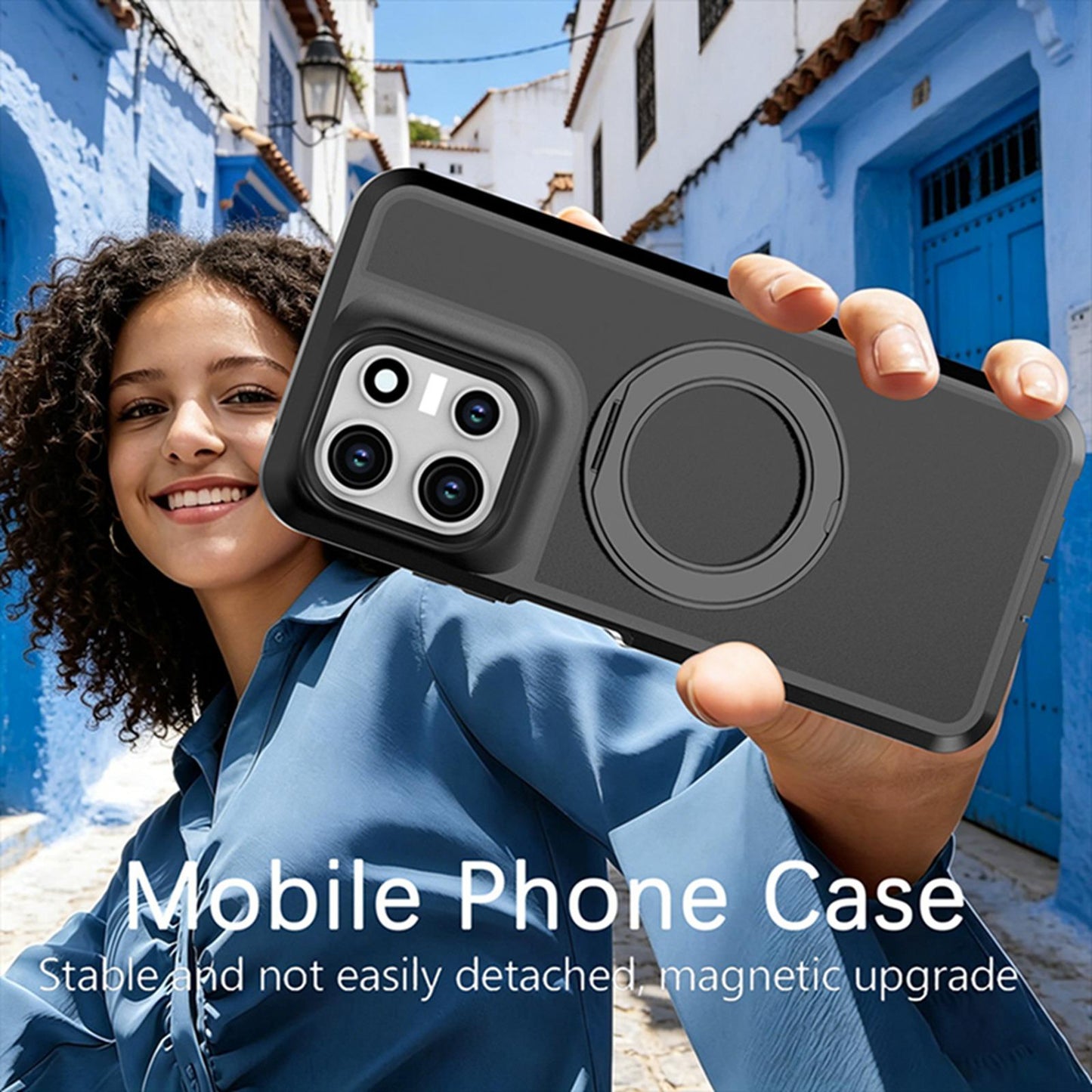 For Motorola Moto G 5G 2026 / 2025 Silicone Magnetic Anti-drop Protective Phone Case with 360 Rotating Holder(Black)
